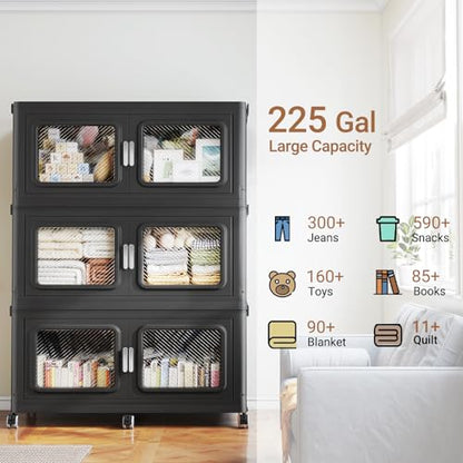 900 Qt Extra Large Stackable Storage Bin with Lids (3 Count)