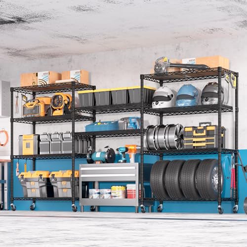 36"W x 16"D x 79"H Wire Shelving with Wheels (2 Count)