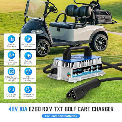 EZGO Golf Cart Charger 48 Volt 18 AMP Golf Cart Battery Charger 1250W for 48V EZ