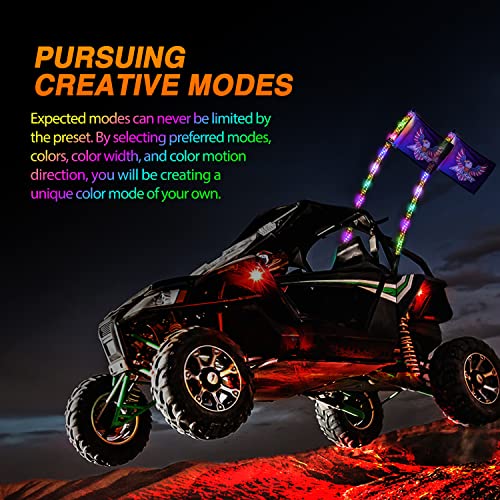 2PCS 6FT RGB LED Whip Lights APP & Remote Control
