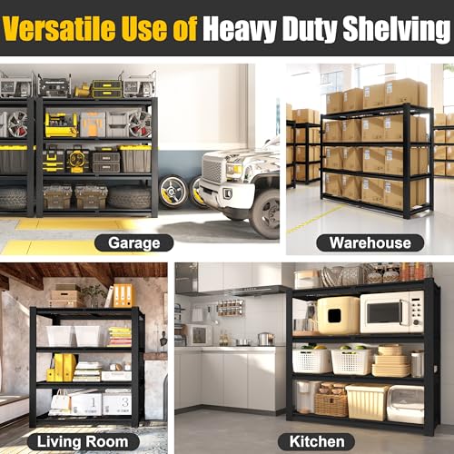 40" W Heavy Duty Garage Shelving 2200 LBS 4 Tier Storage Shelves (6 Count)