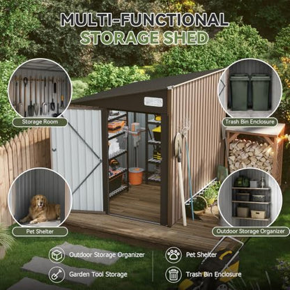 6x8 FT Lean to Metal Storage Shed