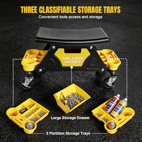 Rolling Mechanic Seat with Drawer & Trays