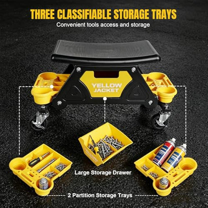 Rolling Mechanic Seat with Drawer & Trays