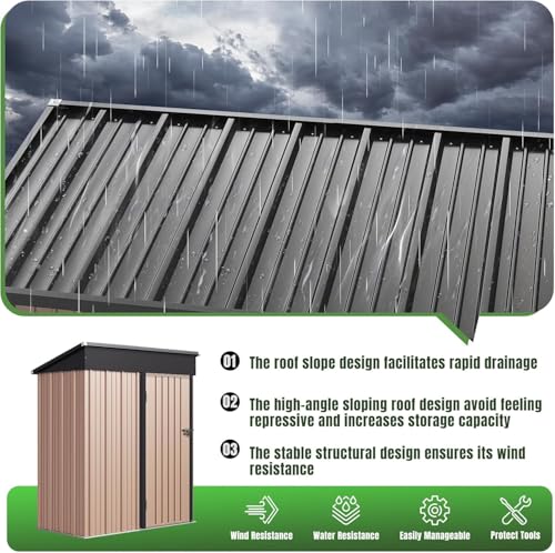 5x3 FT Shed Outdoor Storage Shed with Base