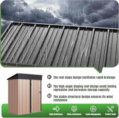 5x3 FT Shed Outdoor Storage Shed with Base