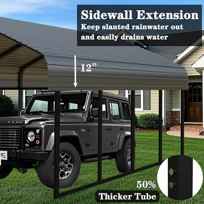 Heavy Duty Metal Carport 20x20 FT Galvanized Steel Carport Shelter for 2 Car Extra Large Canopy for Dual Vehicle