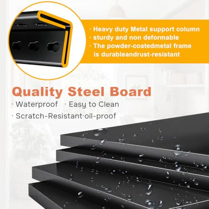 Book Shelf, 5-Tier Metal Bookshelf, Heavy Duty Steel Bookcases, Large Storage Capacity Adjustable Tall Industrial Bookshelf for Living Room, Bedroom and Library, Black (5-Tier 72''Hx32''Wx16''D)