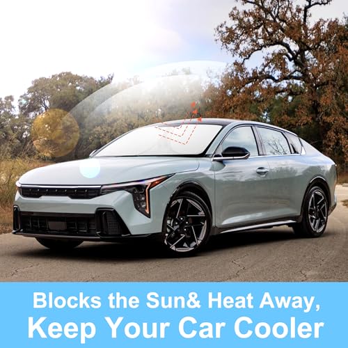 Sun Shade for Kia K4 2025 2026 Accessories Windshield Sun Shade Window Shade UV Rays Protection Sun Visor Cover with Steering Wheel Sunshade Storage Bag