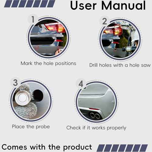 Parking Sensor Kit Backup Sensor Kit Reverse Sensor for Car 20 Color Options for Probes Adjustable Alarm Volume Professional Sensore de Reversa para Carro Safe Driving Assistant（Dark Red）