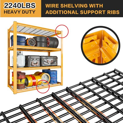 40" W Yellow Garage Shelving with Double (4 Count)