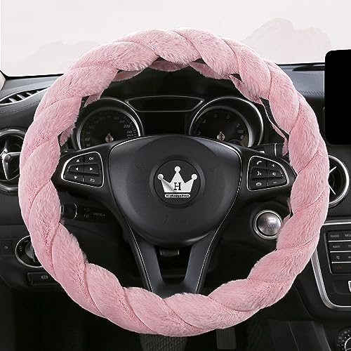 Luxury Fluffy Winter Car Steering Wheel Cover for Women Soft Warm Handle Cover for Jeep Truck Van F150 Universal Fuzzy Anti Slip