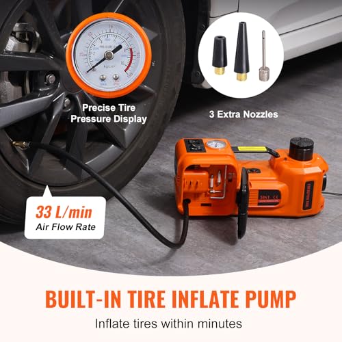 Electric Car Jack 5 Ton with Electric Impact Wrench & Inflator Pump