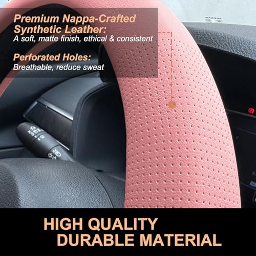 D Shaped Nappa Leather Steering Wheel Cover 14.5