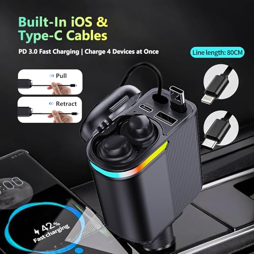 Built in Earbuds 120W Retractable 4