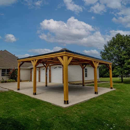 Kingsport 20' x 20' Cedar Wood Outdoor Carport Garage with Heavy