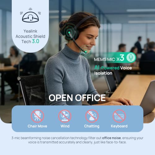 BH70 Mono Bluetooth Teams Headset with AI Mic for Work from Home PC