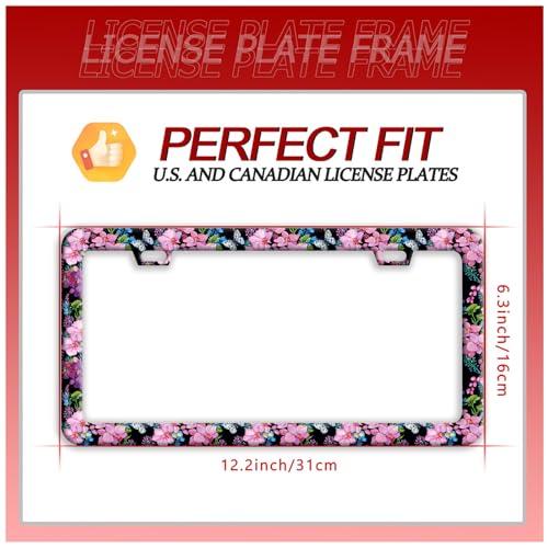 Cherry Blossom Butterfly Stainless Steel License Plate Frame for US Cars