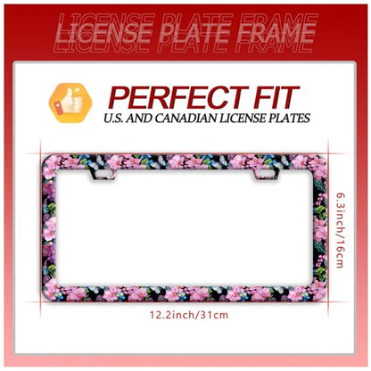Cherry Blossom Butterfly Stainless Steel License Plate Frame for US Cars