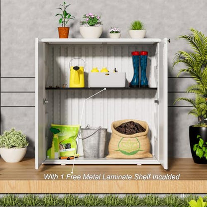 Indoor Outdoor Storage Cabinet with Doors and Shelf