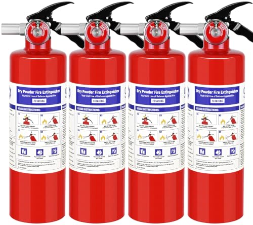 4 Pack ABC Fire Extinguishers with Mount (4 Count)