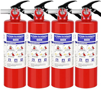 4 Pack ABC Fire Extinguishers with Mount (4 Count)