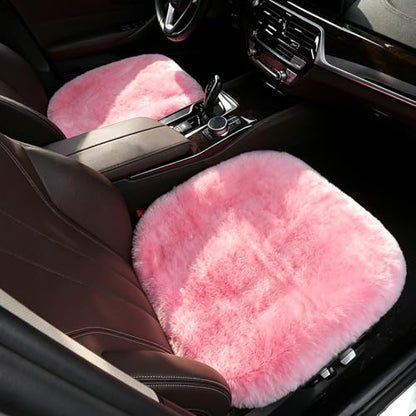 Pink Genuine Sheepskin Car Seat Cover for Fuzzy Fur Wool Cushion