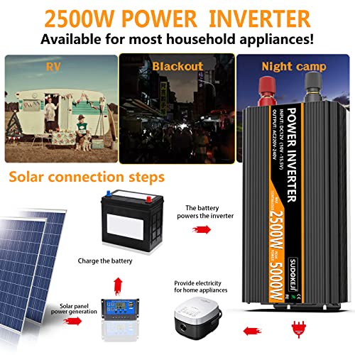 2500W Power Inverter 12V DC to AC 110V
