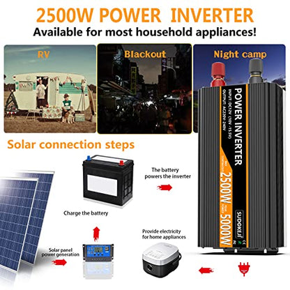 2500W Power Inverter 12V DC to AC 110V