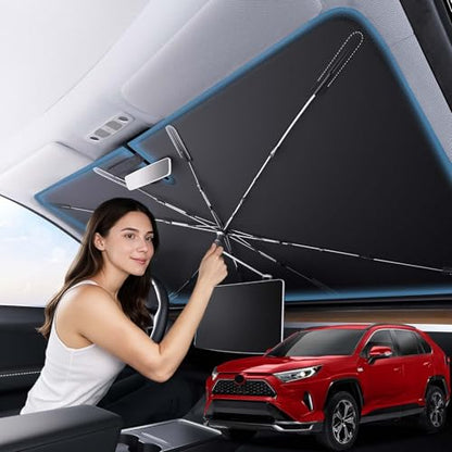 2026 Upgraded Car Windshield Sun Shade [Cool Down by 75℉ ] with Heat Insulation Coating
