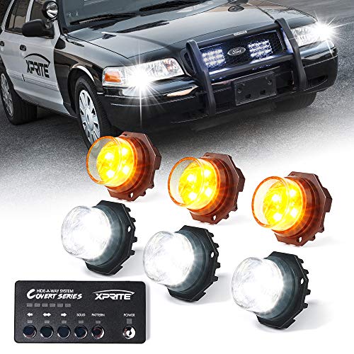White Amber LED Hideaway Strobe Lights Kit (6 Count)