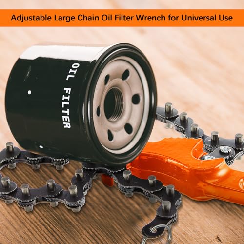 3 Pcs Large Reversible Chain Oil Filter Wrench with 12 16 9 Inch Chain Wrench Adjustable Heavy Duty Carbon Steel Sturdy Pipe Fitting Tool Spanner for Ratcheting Universal