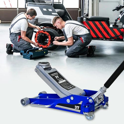6600lbs 3Ton Aluminum Steel Floor Jack Dual Piston Hydraulic Car Jack