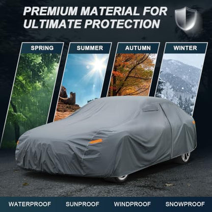 16 Layers Car Cover Waterproof All Weather for Coupe Heavy Duty