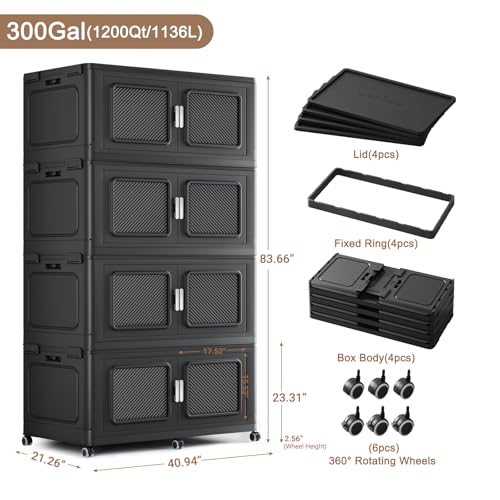 1200 Qt Extra Large Stackable Storage Bin with Lids (4 Count)