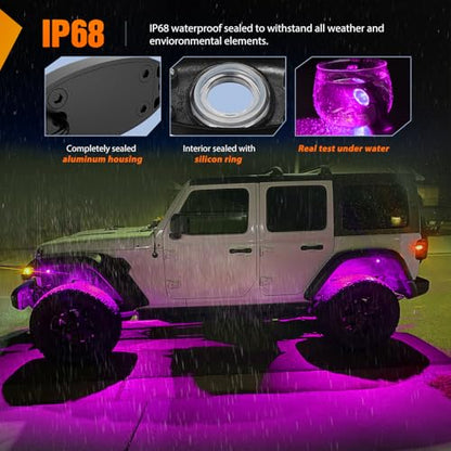LED Rock Light 4 PCS Pink Purple Color Waterproof