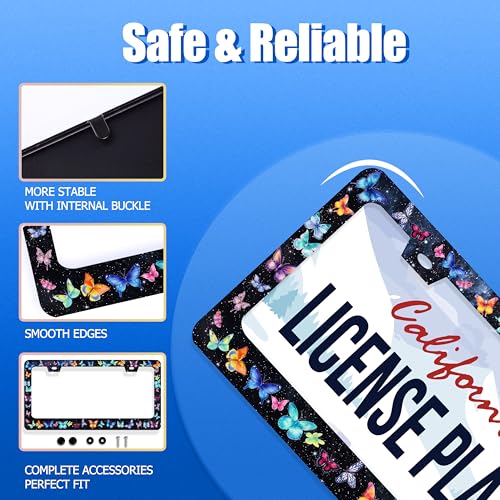 Butterfly License Plate Frame Stainless Steel Accessory12.3 x 6.3"