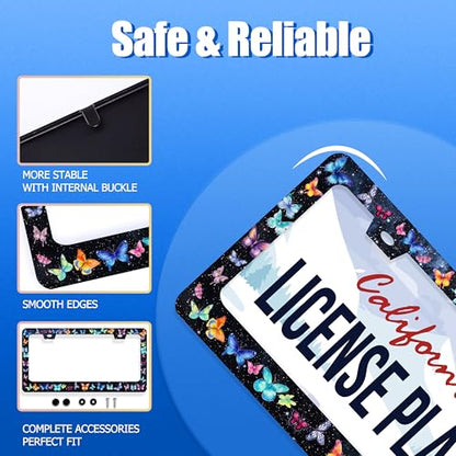 Butterfly License Plate Frame Stainless Steel Accessory12.3 x 6.3"