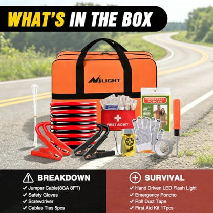 Car Roadside Emergency Kit with Jumper Cables