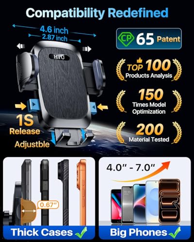 Car Phone Holder【2026 Upgraded 100+LBS Suction & Safety Cert】 Cell Phone Car Mount for Truck Heavy Duty Phone Holder for Dashboard