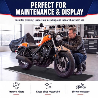 Motorcycle Mat Garage Floor Rug Washable Parking Mats for Garage Floors Non Slip Oil Absorbent Pad Rubber Backing Layer Protects Floor