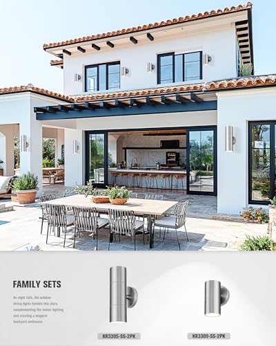 Stainless Steel Outdoor Wall Light (2 Count)