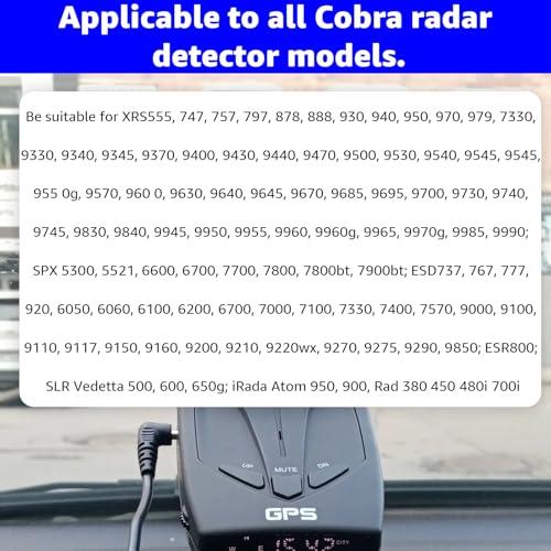 Radar Detector Power Cord for Cobra Rad480i 350 380 450 etc. 6.5FT (6.6 Foot)
