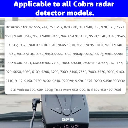 Radar Detector Power Cord for Cobra Rad480i 350 380 450 etc. 6.5FT (6.6 Foot)