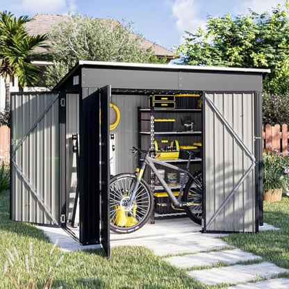 4'x8' Shed Outdoor Storage Shed with Triple Lockable Door