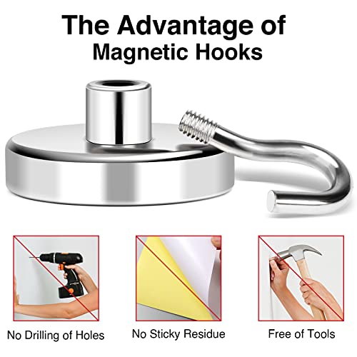 Magnetic Hooks Heavy Duty 170LB+ Strong Neodymium Magnets
