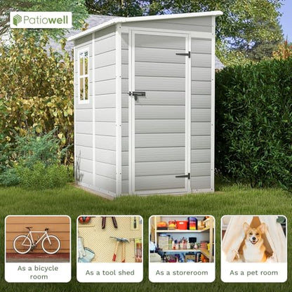 5 x 4 FT Plastic Outdoor Storage Shed with Floor