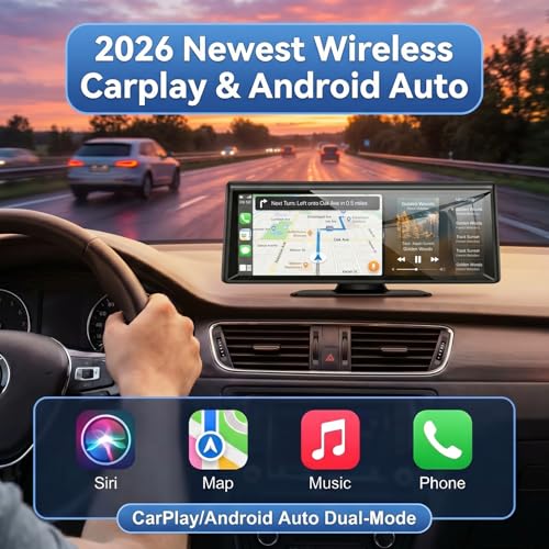 8.1" Wireless CarPlay Screen with 2K Dash Cam & 1080P Backup Camera