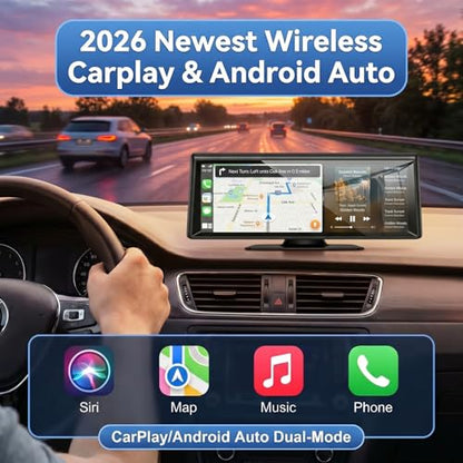 8.1" Wireless CarPlay Screen with 2K Dash Cam & 1080P Backup Camera