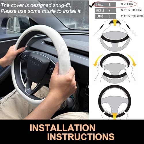 Nappa Leather Steering Wheel Cover for Tesla Model Y